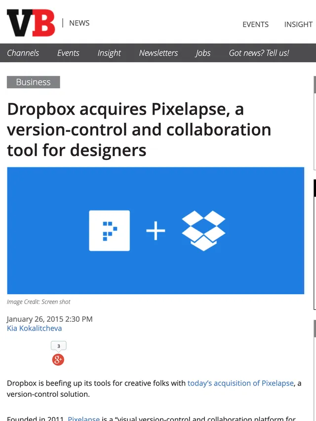 The top of the article as first published by VentureBeat