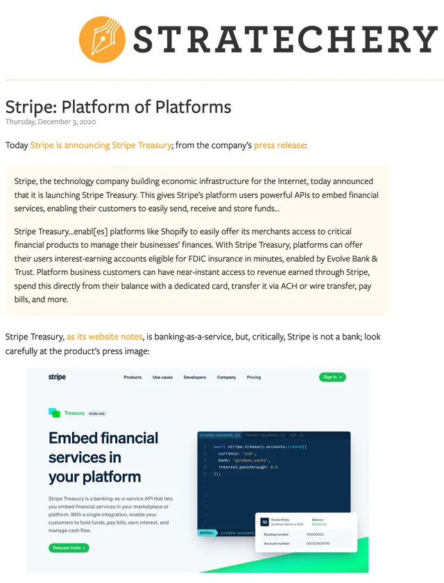 The top of the article as first published by Stratechery