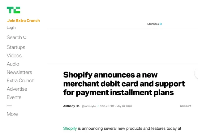The top of the article as first published by TechCrunch